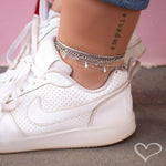 Tornozeleira Piuka Teni Elos Folheada em Ródio Branco