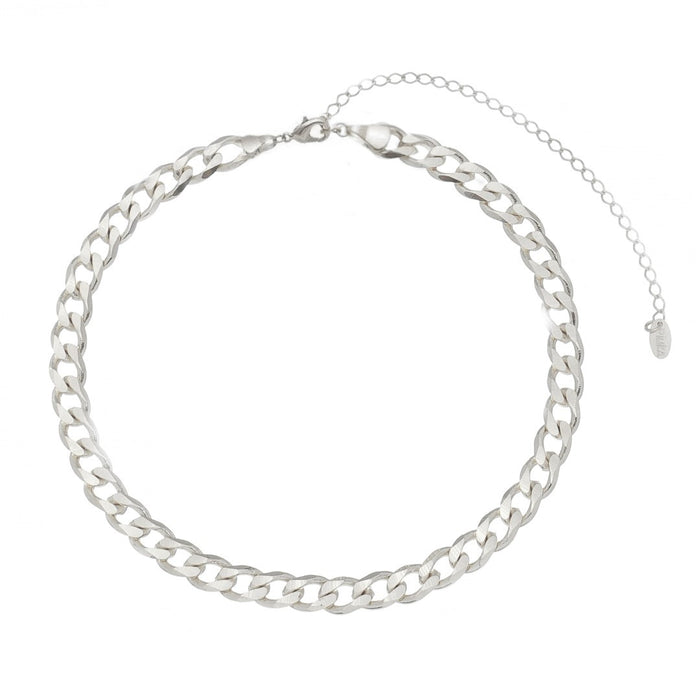 Choker Piuka Raiza Elos Grumet Folheada em Ródio Branco