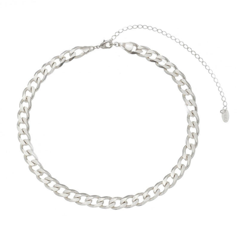 Choker Piuka Raiza Elos Grumet Folheada em Ródio Branco
