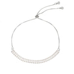 Pulseira Ajustável Folheada em Ródio Branco Taylor Pequena Zircônias Baguete Cristal