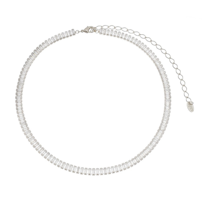 Choker Piuka Taylor Pequena Zircônias Baguete Cristal Folheada em Ródio Branco