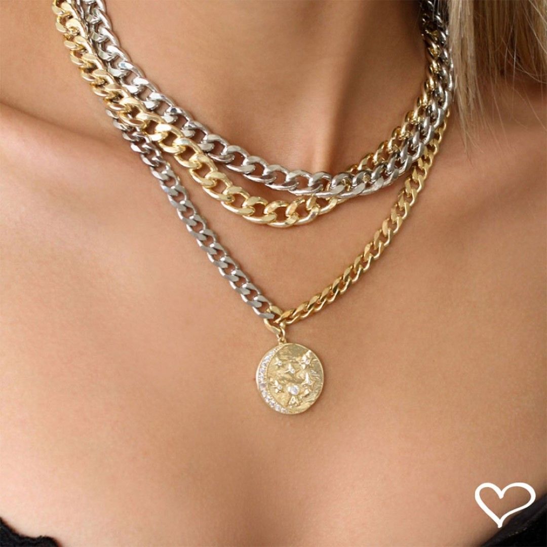 Choker Piuka Cami Elos Grumet Folheada em Ródio Branco
