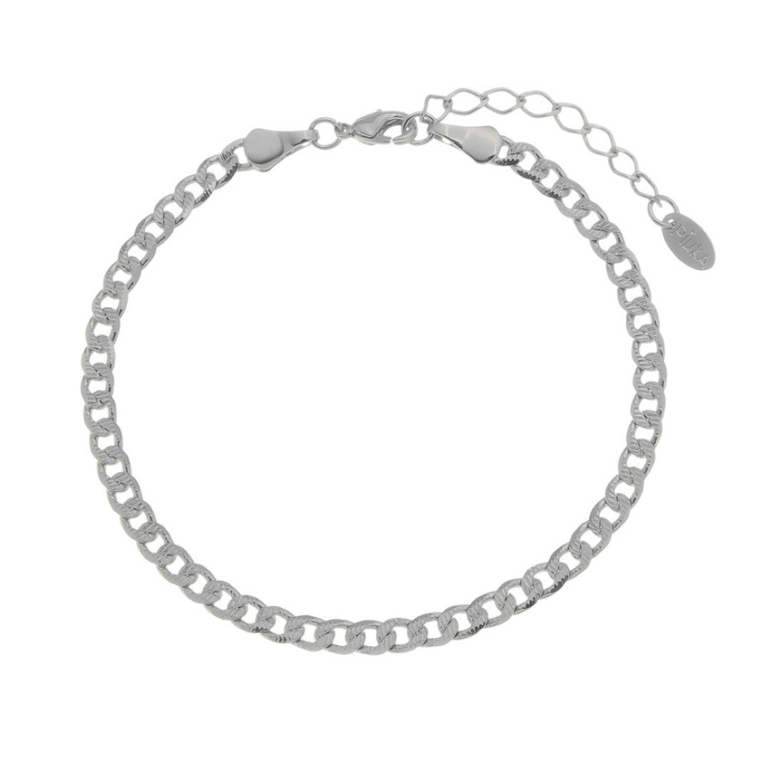 Pulseira Feminina Elos Groumet Trabalhados Folheada em Ródio Branco Lica