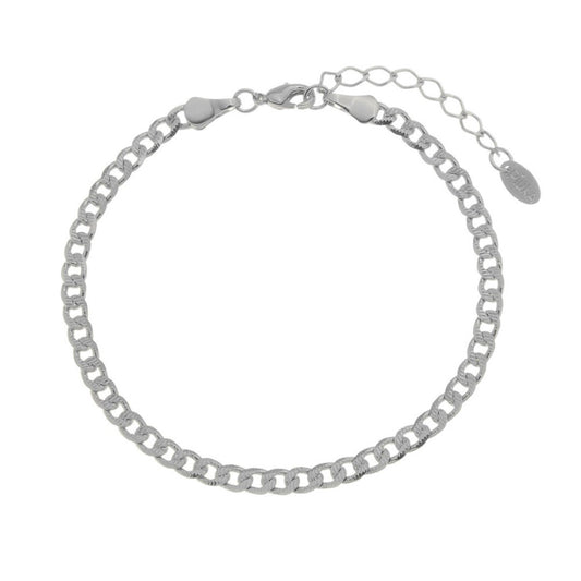 Pulseira Feminina Elos Groumet Trabalhados Folheada em Ródio Branco Lica