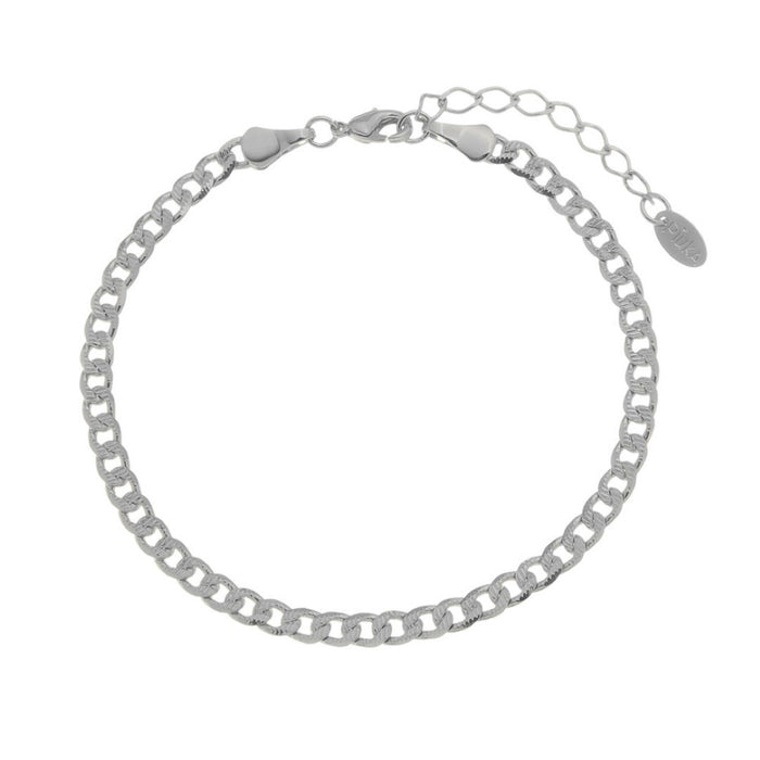 Pulseira Feminina Elos Groumet Trabalhados Folheada em Ródio Branco Lica