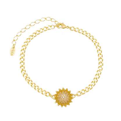 Pulseira Piuka Sunshine Girassol Folheado a Ouro 18k