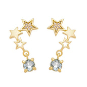 Brinco Piuka Ear Cuff Ayla Estrela Zircônia Acqua Folheado a Ouro 18k