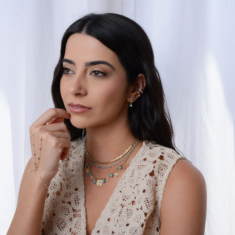 Brinco Piuka Ear Cuff Ayla Estrela Zircônia Acqua Folheado a Ouro 18k