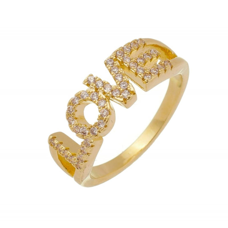 Anel Folheado a Ouro 18k Love Zircônias Bia