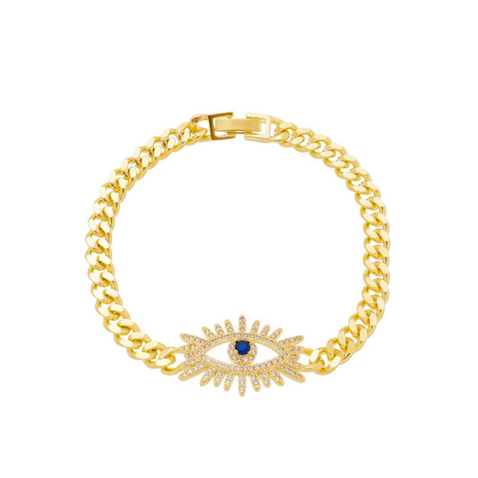Pulseira Piuka Kiria Elos Olho Grego Zircônias Folheada a Ouro 18k