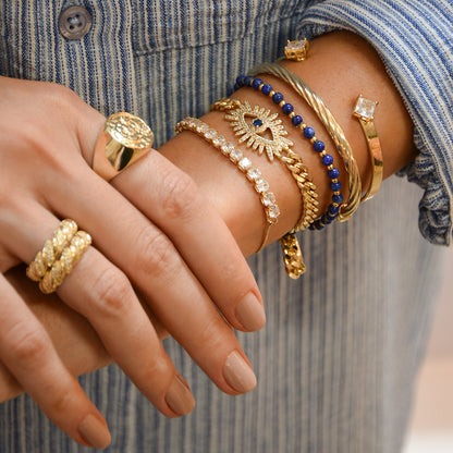 Pulseira Piuka Kiria Elos Olho Grego Zircônias Folheada a Ouro 18k