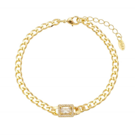 Pulseira Folheada a Ouro 18k Elos Grumet Zircônias Letizia