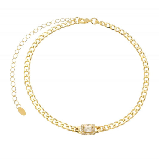 Choker Elos Grumet Zircônias Folheada a Ouro 18k Letizia