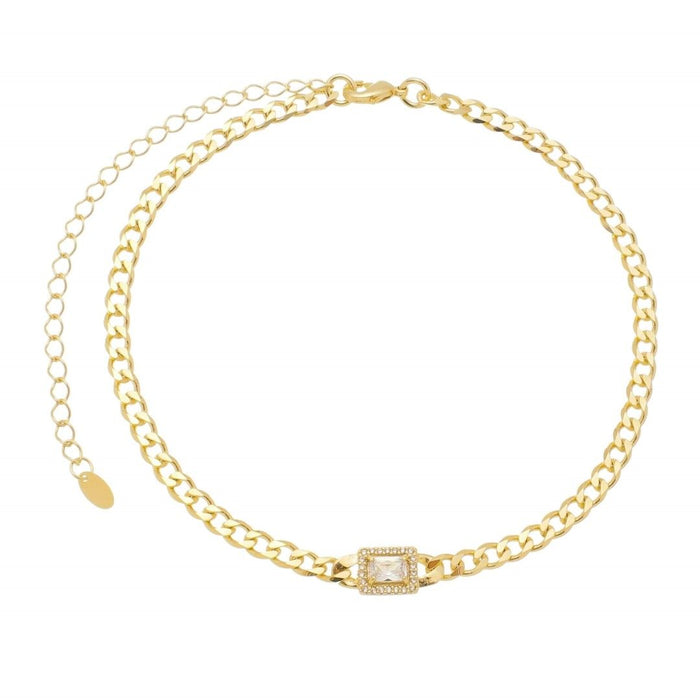 Choker Elos Grumet Zircônias Folheada a Ouro 18k Letizia