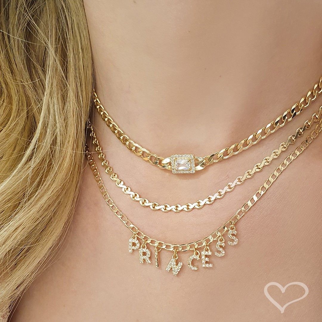 Choker Elos Grumet Zircônias Folheada a Ouro 18k Letizia