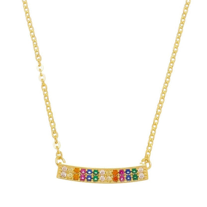 Colar Feminino Samara Canoa Zircônias Coloridas Folheado a Ouro 18k