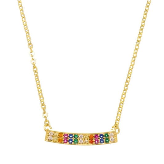 Colar Feminino Samara Canoa Zircônias Coloridas Folheado a Ouro 18k