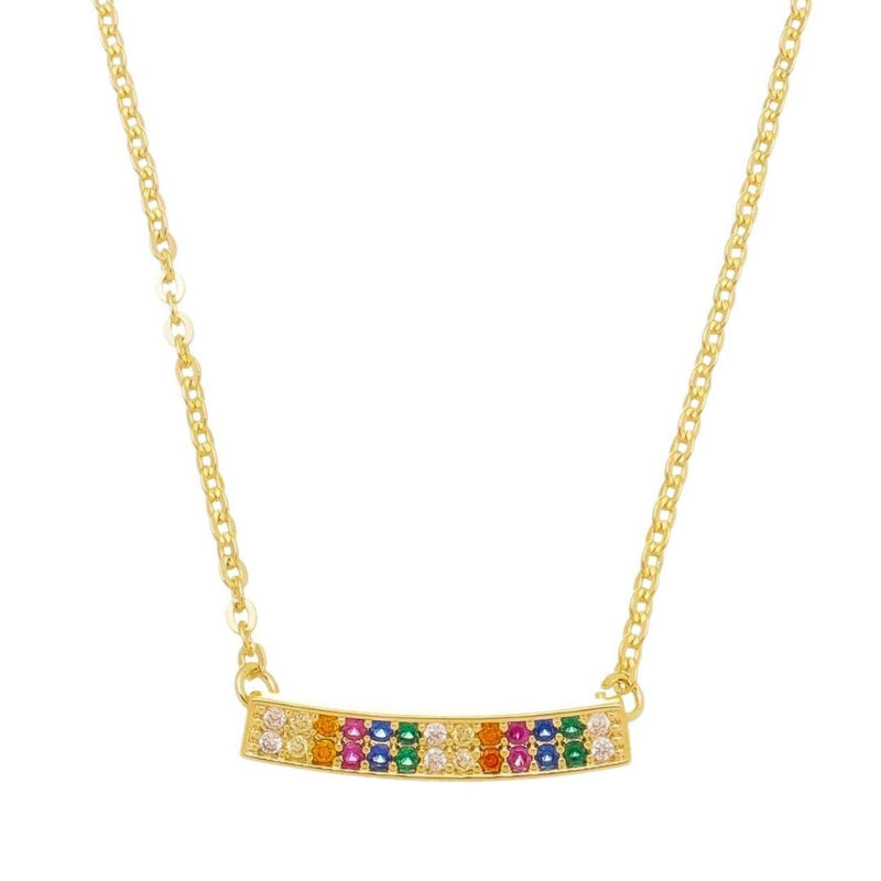 Colar Feminino Samara Canoa Zircônias Coloridas Folheado a Ouro 18k