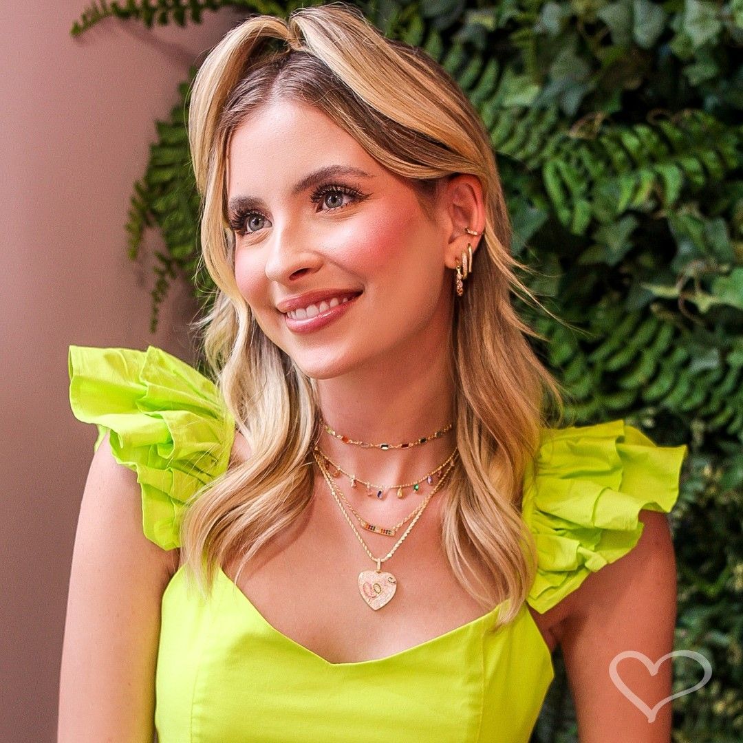 Colar Feminino Samara Canoa Zircônias Coloridas Folheado a Ouro 18k