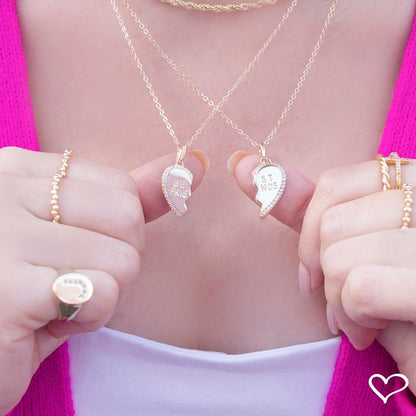 Conjunto Colar de Coração Best Friends Zircônias Folheado a Ouro 18k