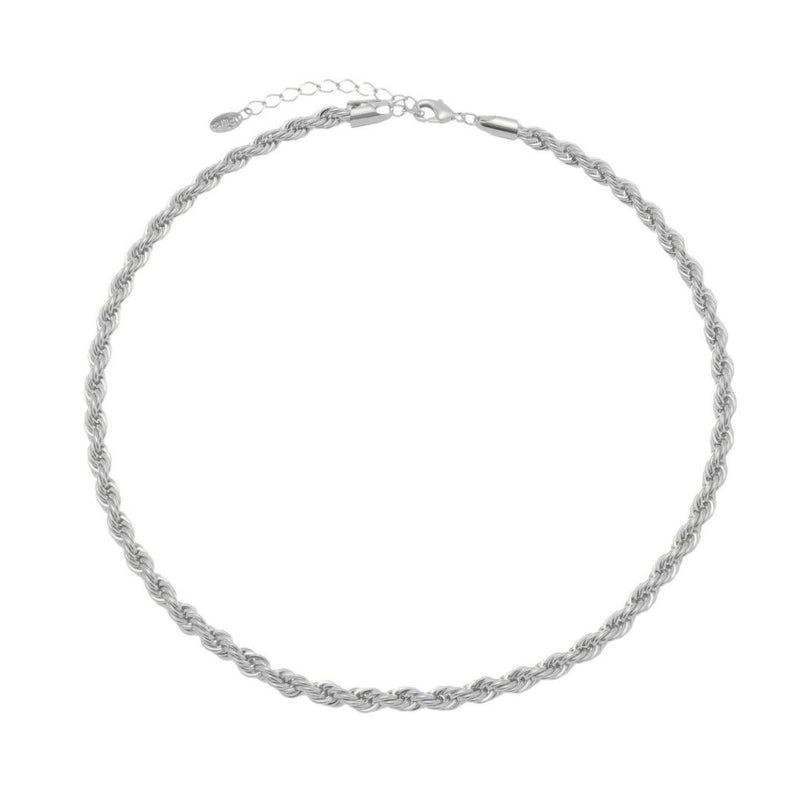 Colar Curto Piuka Priscila Cordão Baiano Folheado em Ródio Branco