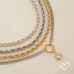 Colar Curto Piuka Priscila Cordão Baiano Folheado em Ródio Branco