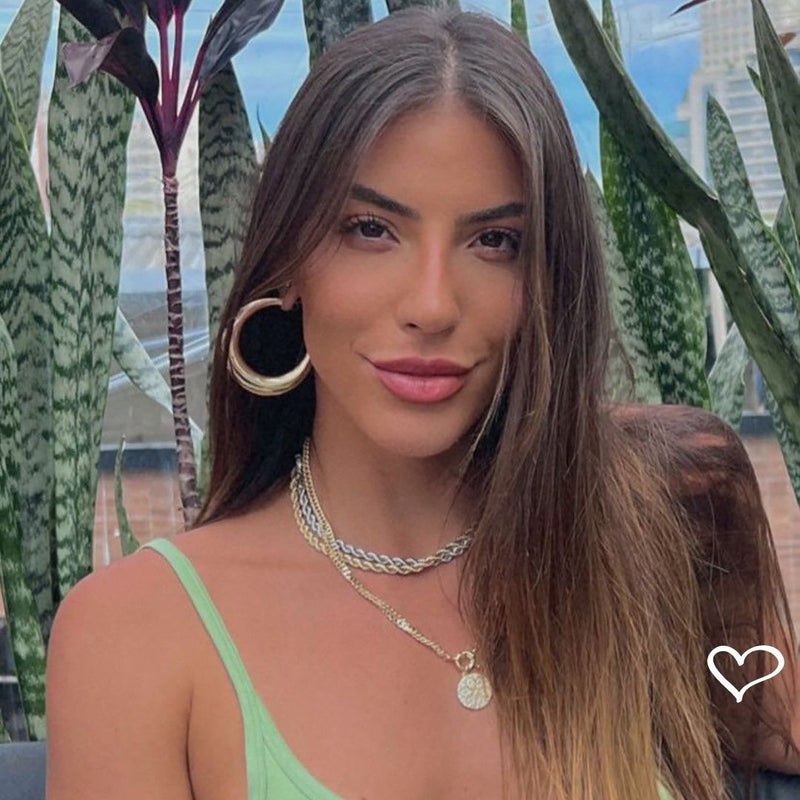 Colar Curto Piuka Priscila Cordão Baiano Folheado em Ródio Branco