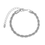 Pulseira Feminina Cordão Baiano Folheada em Ródio Branco Priscila