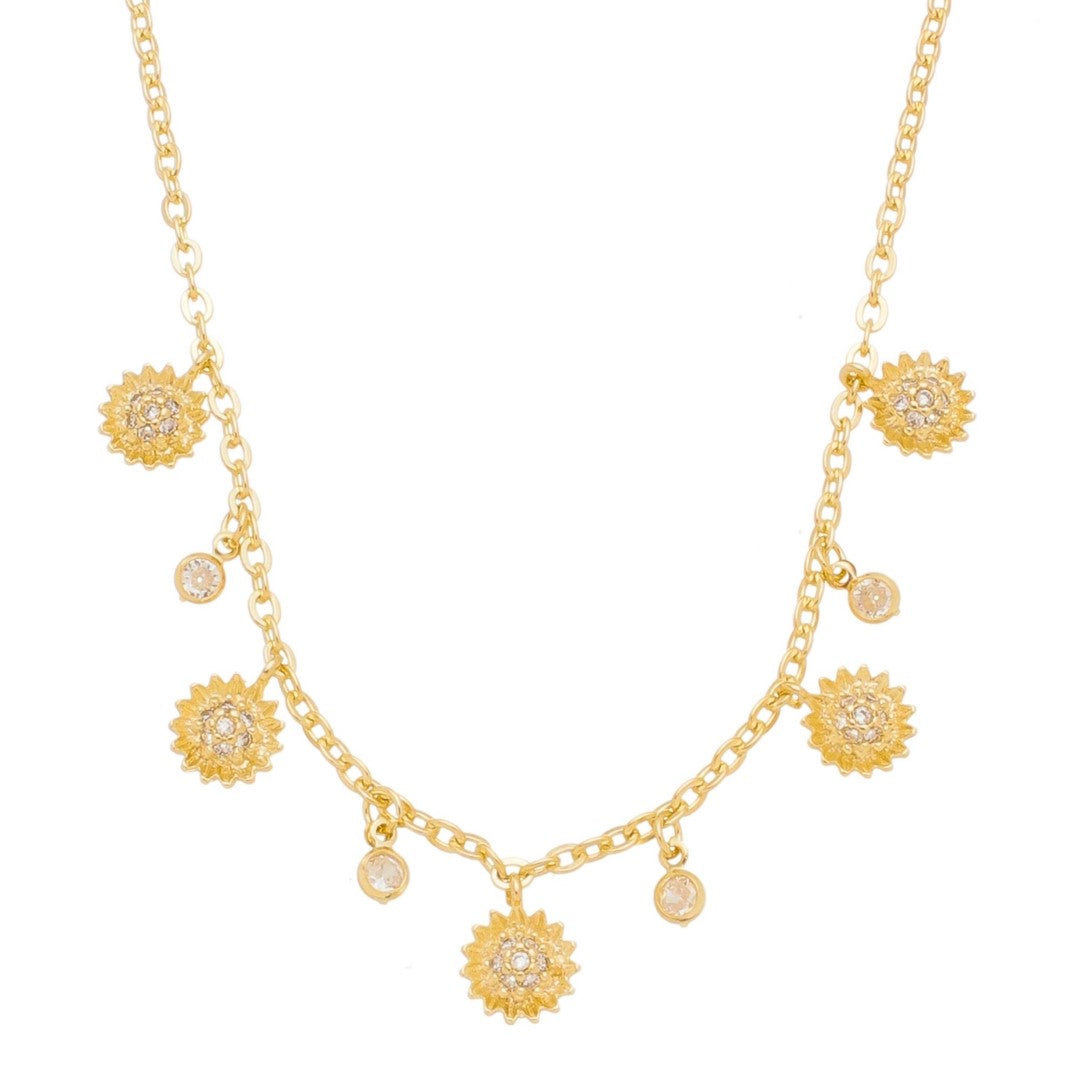 Colar Piuka Jardim de Girassóis Zircônias Folheado a Ouro 18k