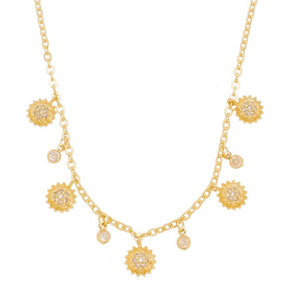 Colar Piuka Jardim de Girassóis Zircônias Folheado a Ouro 18k
