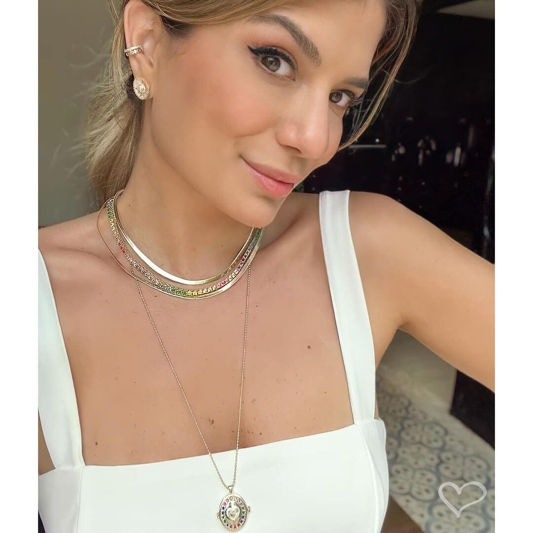 Colar Relicário de Coração Life Zircônias Coloridas Folheado a Ouro 18k