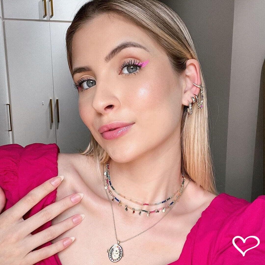 Colar Relicário de Coração Life Zircônias Coloridas Folheado a Ouro 18k