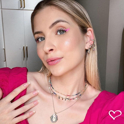 Colar Relicário de Coração Life Zircônias Coloridas Folheado a Ouro 18k