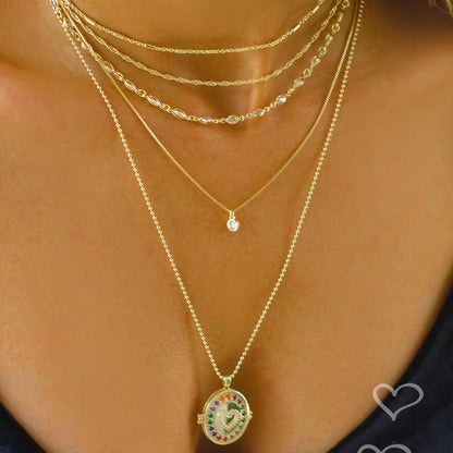 Colar Relicário de Coração Life Zircônias Coloridas Folheado a Ouro 18k