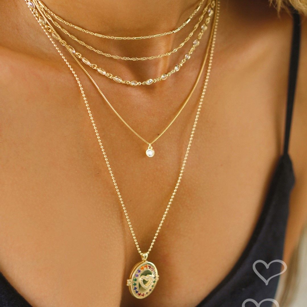 Colar Relicário de Coração Life Zircônias Coloridas Folheado a Ouro 18k