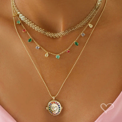 Colar Relicário de Coração Life Zircônias Coloridas Folheado a Ouro 18k