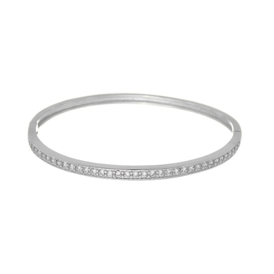 Bracelete Feminino Folheado em Ródio Branco Zircônias Ariela