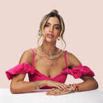 Colar Piuka Luna Chifre Italiano Zircônias Coloridas Folheado a Ouro 18k