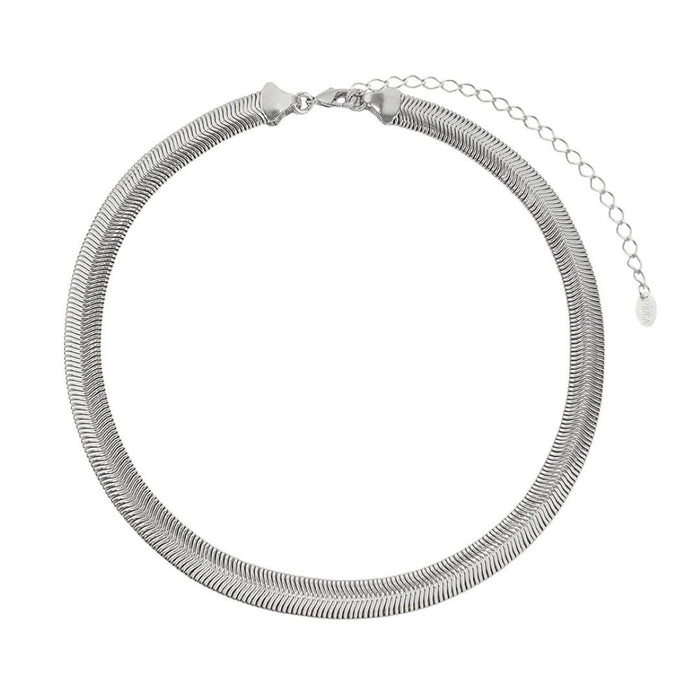 Choker Piuka Fernanda Malha Grossa Metal Folheada em Ródio Branco