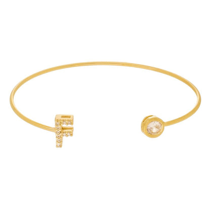 Bracelete Piuka Jade Letra Inicial Ponto de Luz Zircônias Folheado a Ouro 18k