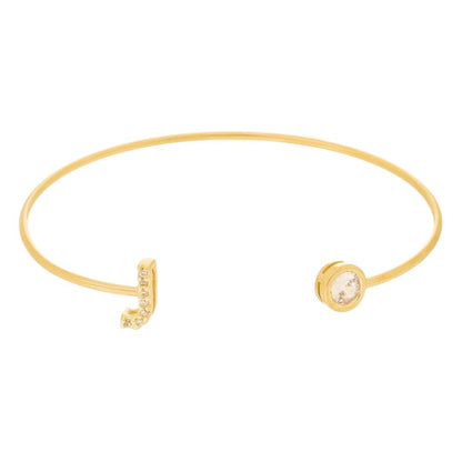 Bracelete Piuka Jade Letra Inicial Ponto de Luz Zircônias Folheado a Ouro 18k