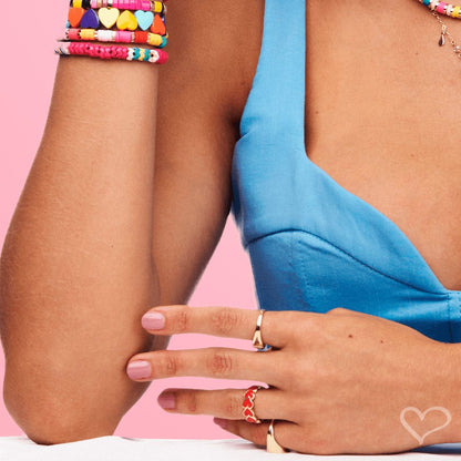 Anel Anny Coração Resina Vermelho Folheado a Ouro 18k Piuka