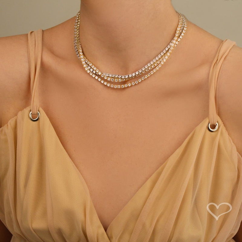 Colar Feminino Riviera Megan 45 cm Zircônias Folheada a Ouro 18k