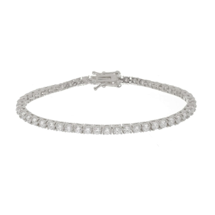 Pulseira Feminina Riviera Megan Zircônias Folheada em Ródio Branco