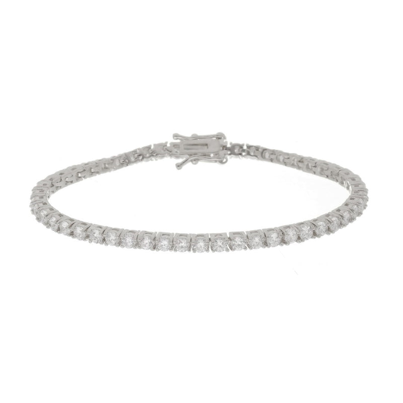 Pulseira Feminina Riviera Megan Zircônias Folheada em Ródio Branco