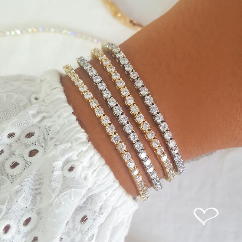 Pulseira Feminina Riviera Megan Zircônias Folheada em Ródio Branco