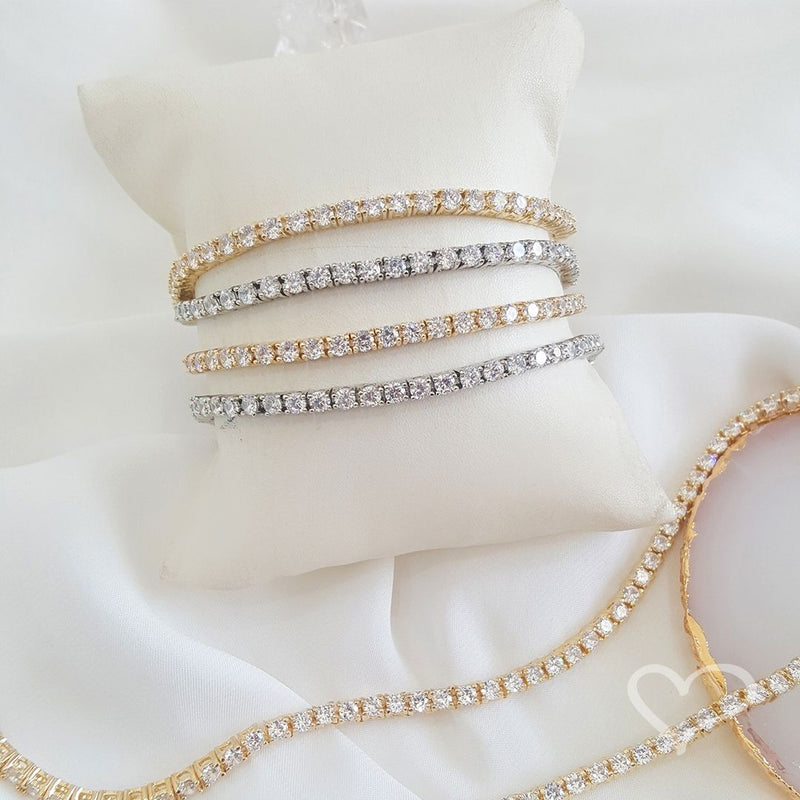 Pulseira Feminina Riviera Megan Zircônias Folheada em Ródio Branco