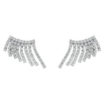 Brinco Ear Cuff Brigite Zircônias Franjas Folheado em Ródio Branco
