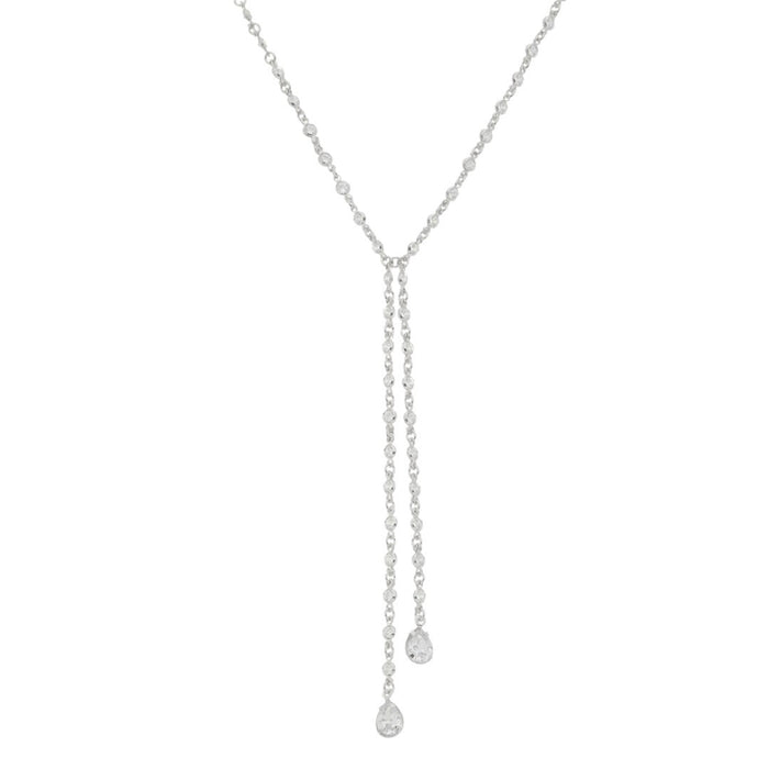 Colar Gravatinha Shine Zircônias Folheado em Ródio Branco