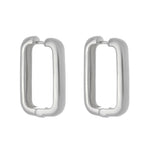 Brinco Retangular Helena G Folheado em Ródio Branco